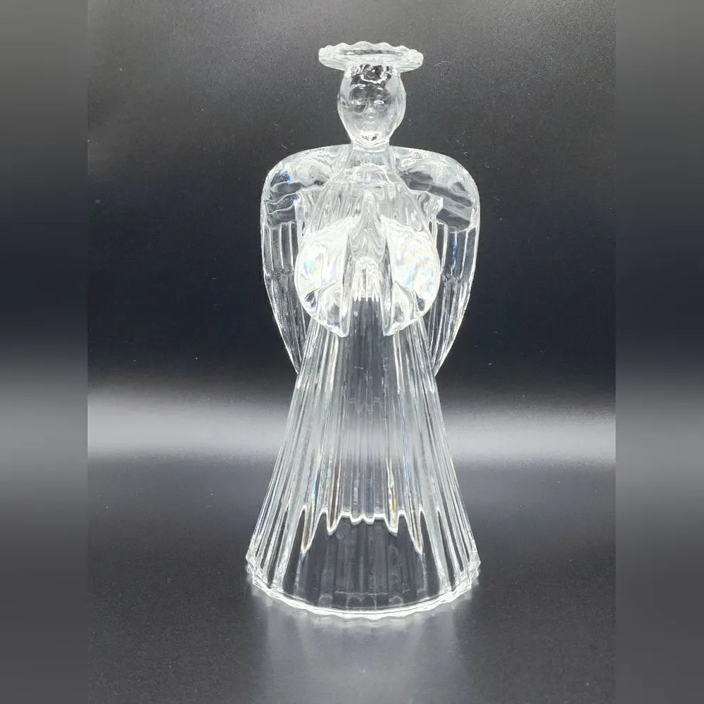 Vintage crystal angel candle holder